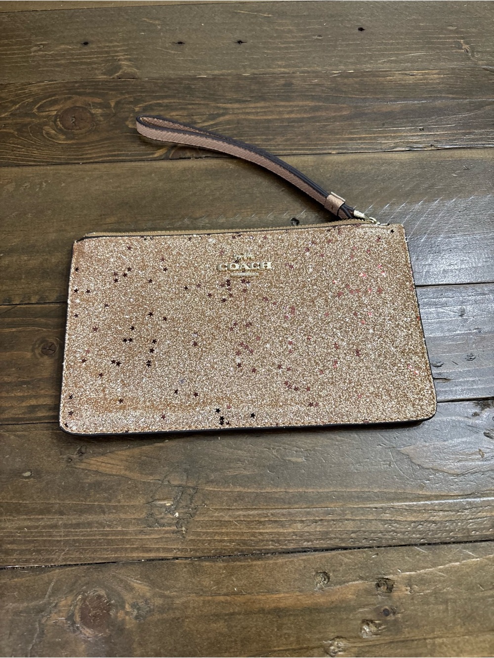 Rehab! Coach Glitter Star Wristlet in Gold
